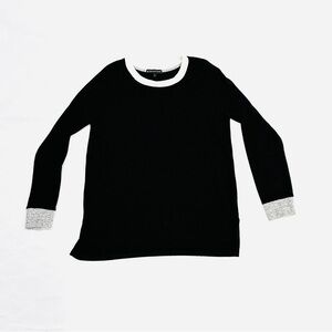 Gibson Look Black White Grey Colorblock Cuffs Sweater